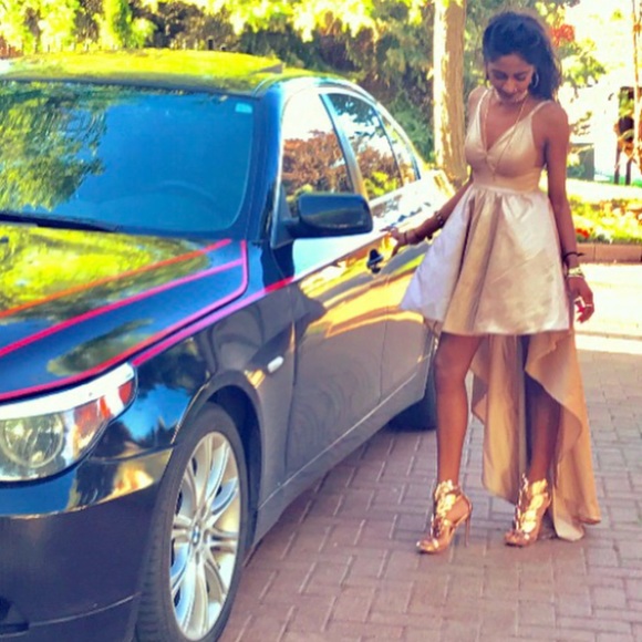 champagne gold high low dress - Picture 2 of 3